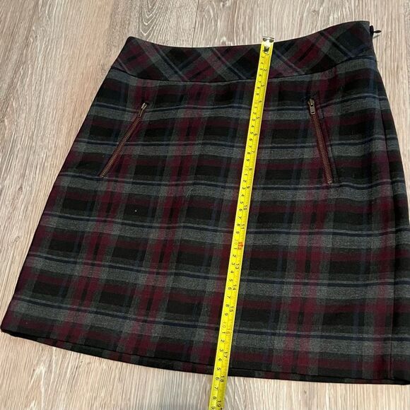 Loft Plaid Academia Gray Black Purple Zippers Mini Above Knee Career Skirt 0 XS - Picture 9 of 9